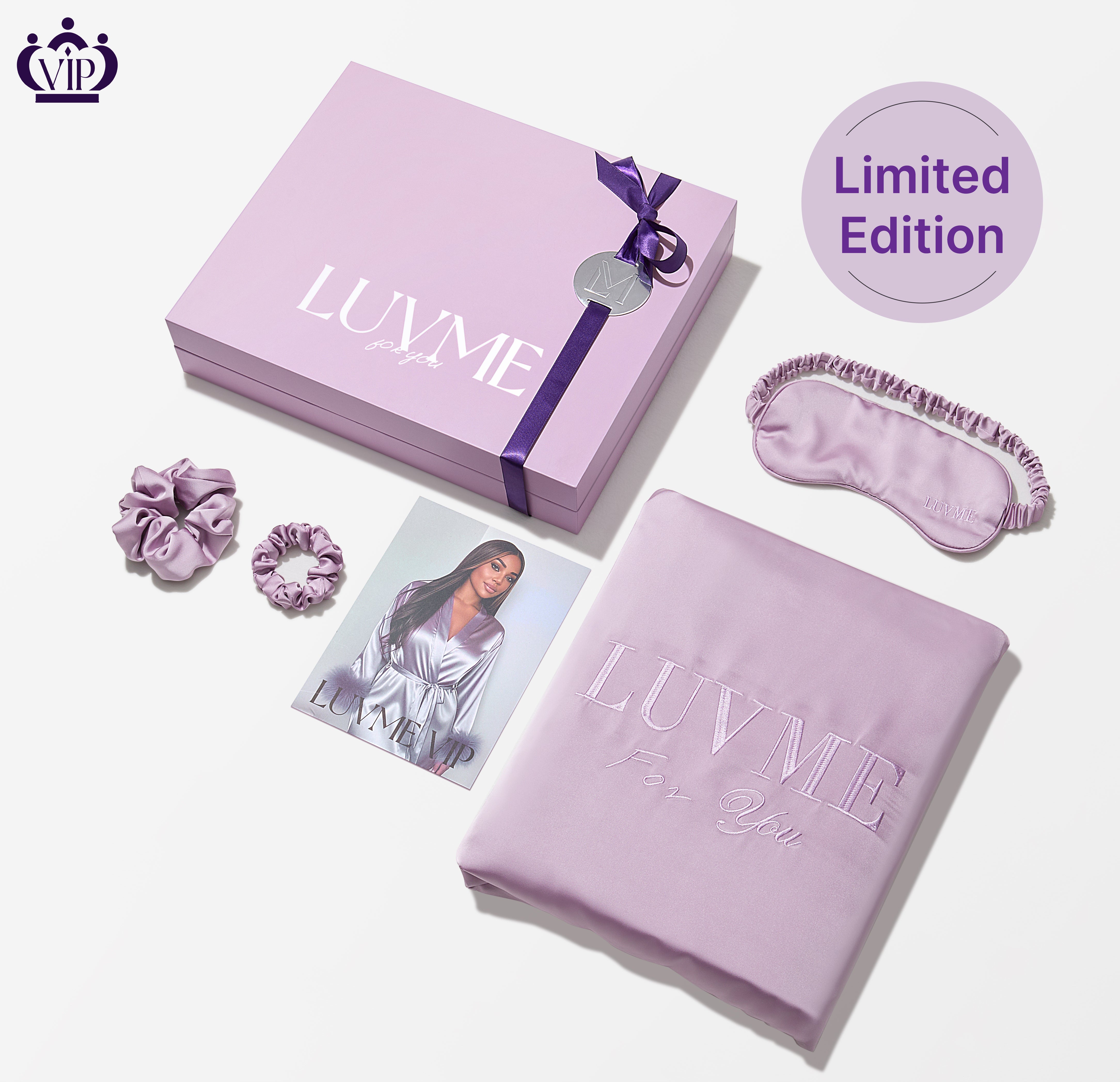 Limited-edition VIP robe gift box from Luvme Hair, shown with luxurious fabric and elegant packaging for US customers.