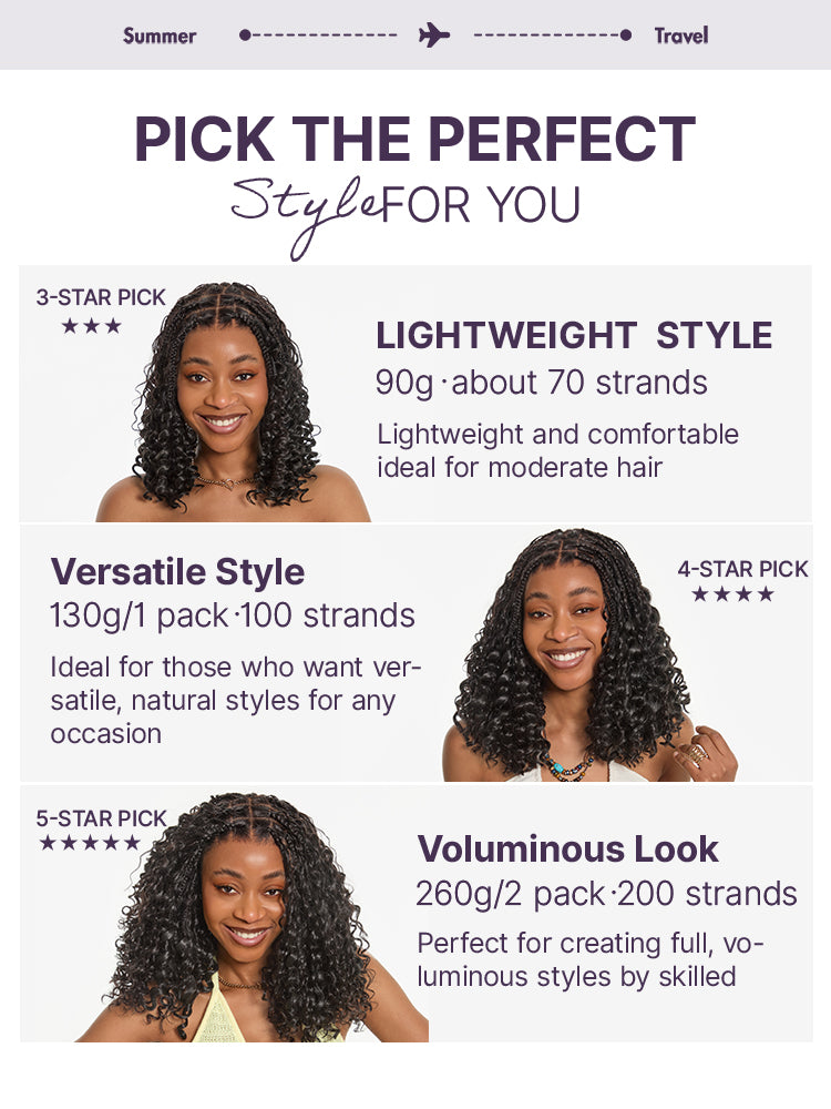 Luvme Hair Readitress™ crochet human hair with deep wave, kinky straight, and Burmese curly styles, shown in protective braid style.