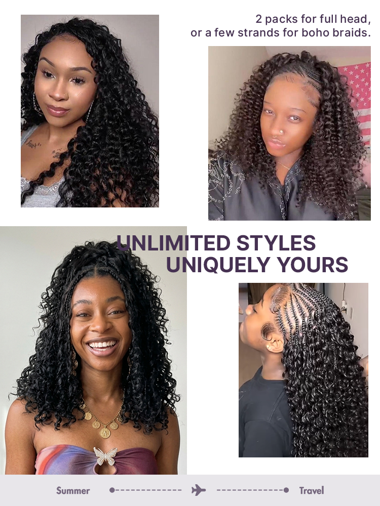 Luvme Hair Readitress™ pre-separated feather crochet human hair for miracle knots, deep wave, kinky straight, and Burmese curly styles.