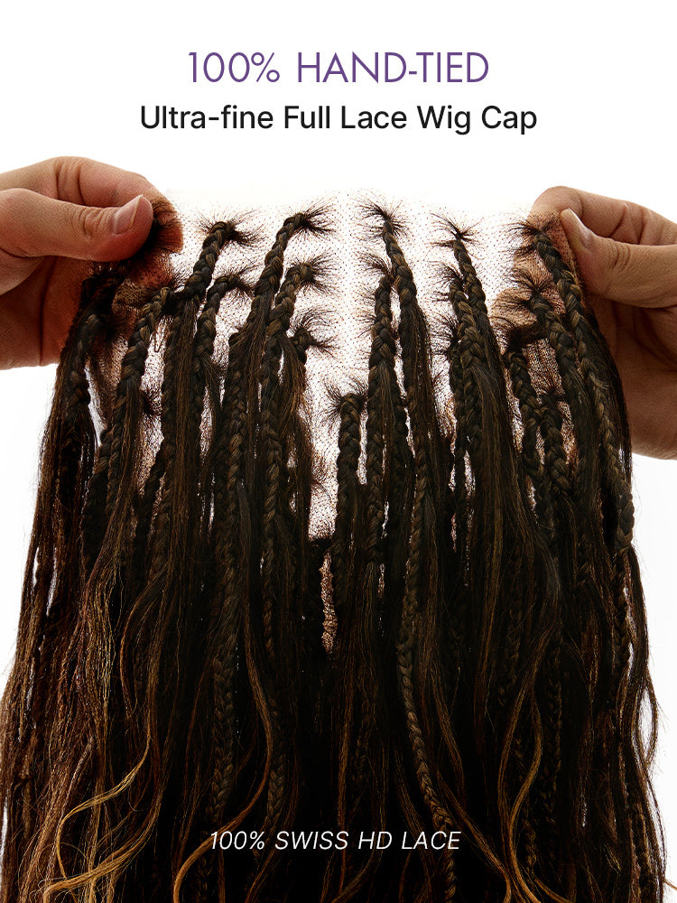 Luvme Hair OwnScalp Ombre Honey Blonde French Curl Knotless Boho Braids full lace wig with long curls and drawstring cap