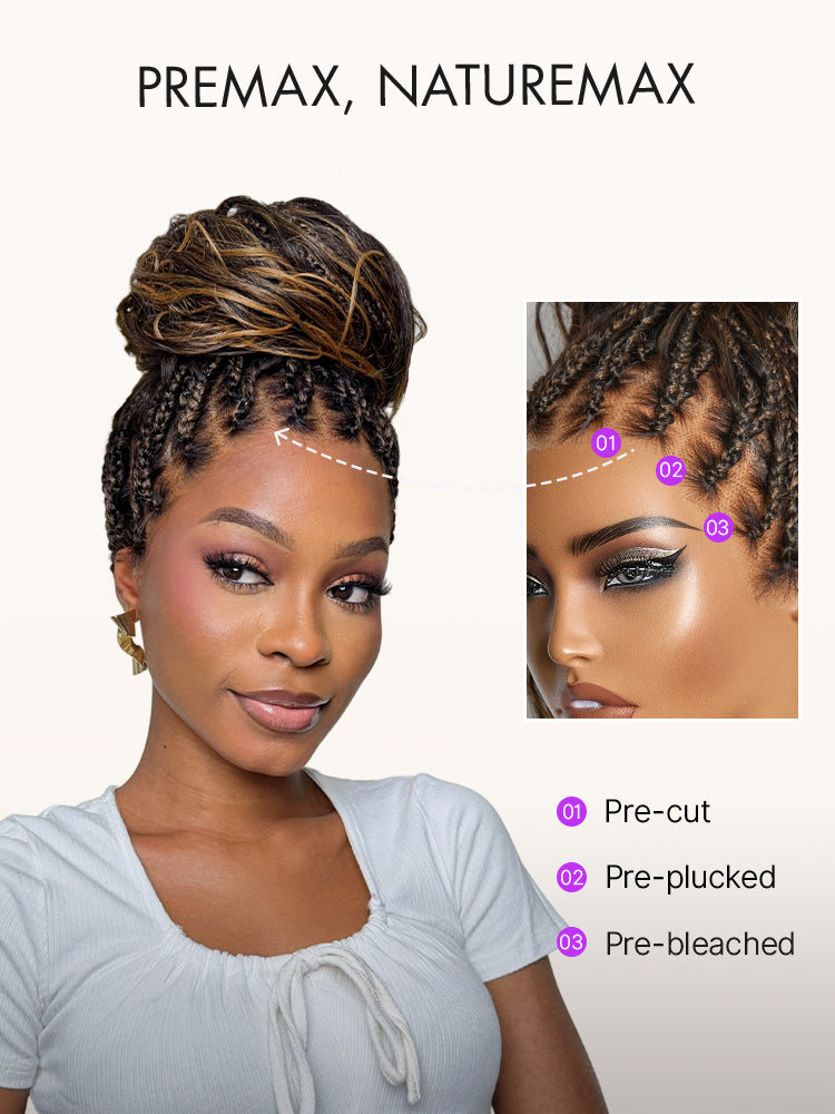 OwnScalp™Ombre Honey Blonde French Curl Knotless Boho Braids HD Full Lace Long Wig Flexi Fit Invisi Drawstring Cap - US Only-86