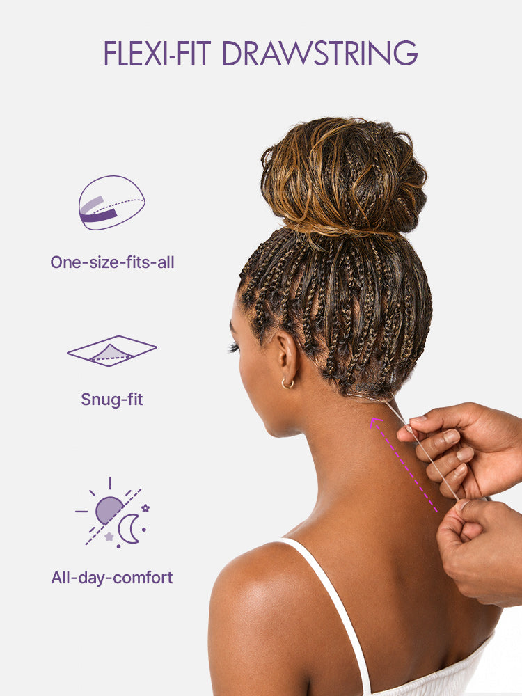 Luvme Hair Ombre Honey Blonde French Curl Knotless Boho Braids full lace wig with long curls and flexible drawstring cap.