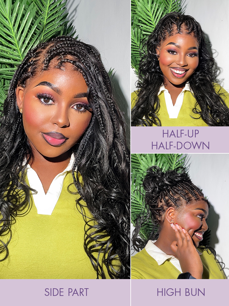 Luvme Hair OwnScalp™ Ombre Honey Blonde French Curl Knotless Boho Braids full lace wig with long curls and flexible drawstring cap