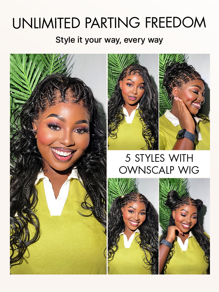 OwnScalp™ French Curl Knotless Boho Braids HD Full Lace Long Wig Flexi Fit Invisi Drawstring Cap - US Only-75