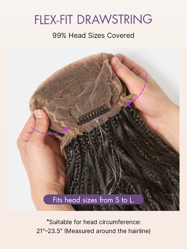 OwnScalp™ French Curl Knotless Boho Braids HD Full Lace Long Wig Flexi Fit Invisi Drawstring Cap - US Only-76