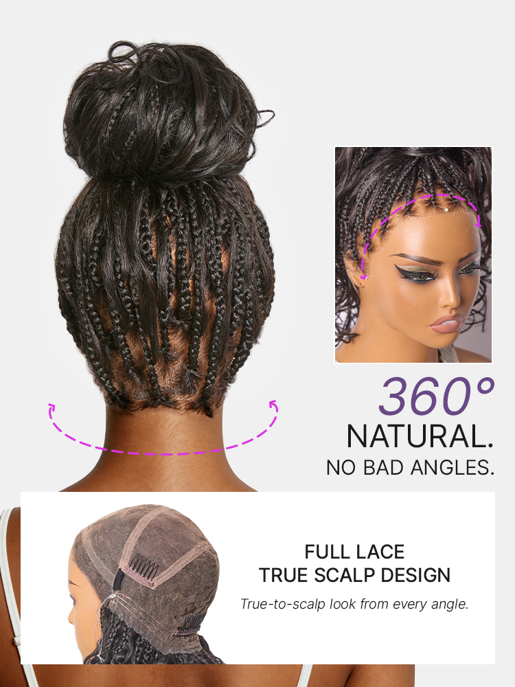 Luvme Hair OwnScalp™ French Curl Knotless Boho Braids HD full lace long wig with flexi fit and invisible drawstring cap, US only