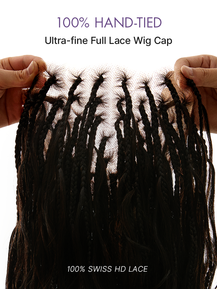 Luvme Hair OwnScalp French Curl Knotless Boho Braids HD lace long wig with flexible fit and drawstring cap, natural hair appearance