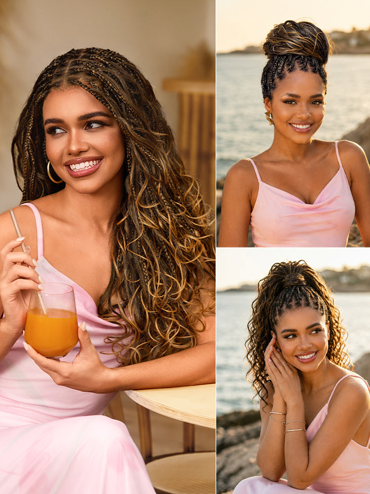 OwnScalp™ French Curl Knotless Boho Braids HD Full Lace Long Wig Flexi Fit Invisi Drawstring Cap - US Only-68