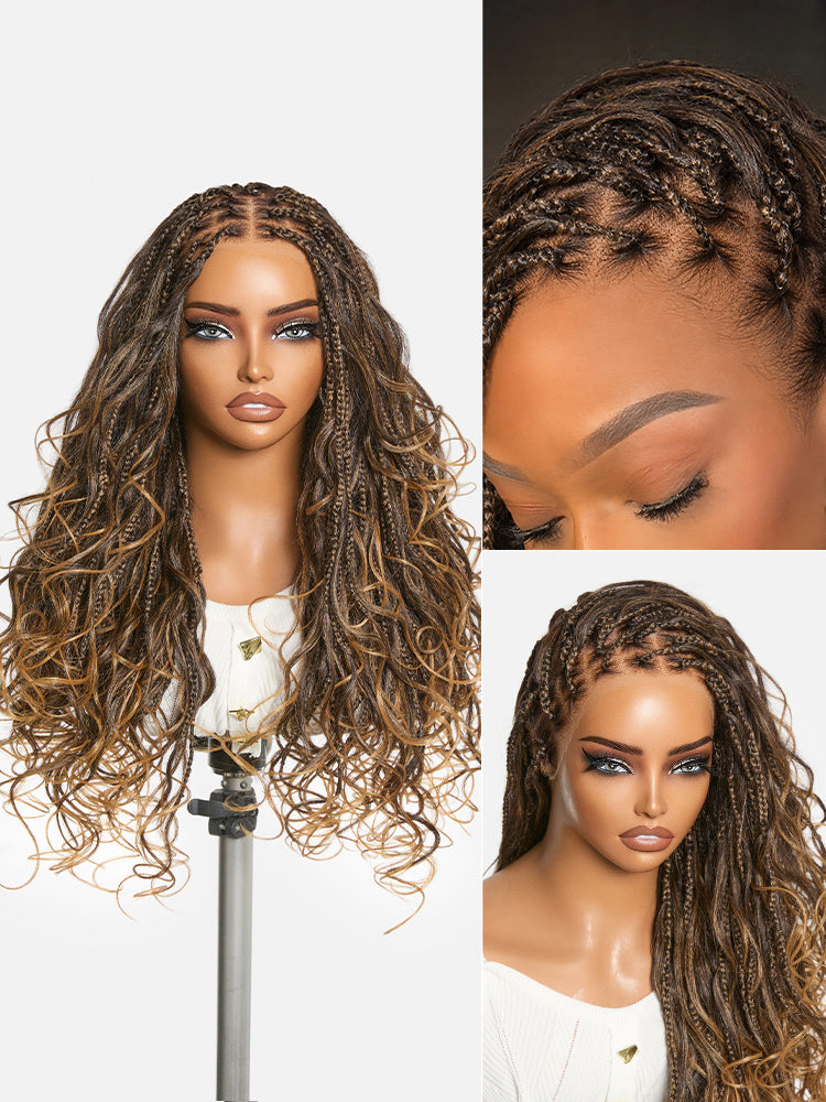 OwnScalp™ French Curl Knotless Boho Braids HD Full Lace Long Wig Flexi Fit Invisi Drawstring Cap - US Only-67