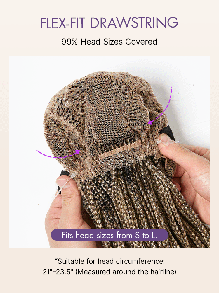 OwnScalp™ HD Full Lace Knotless Boho Curls Braided Bob Pre-Cut Lace Wig Flexi Fit Invisi Drawstring Cap-59