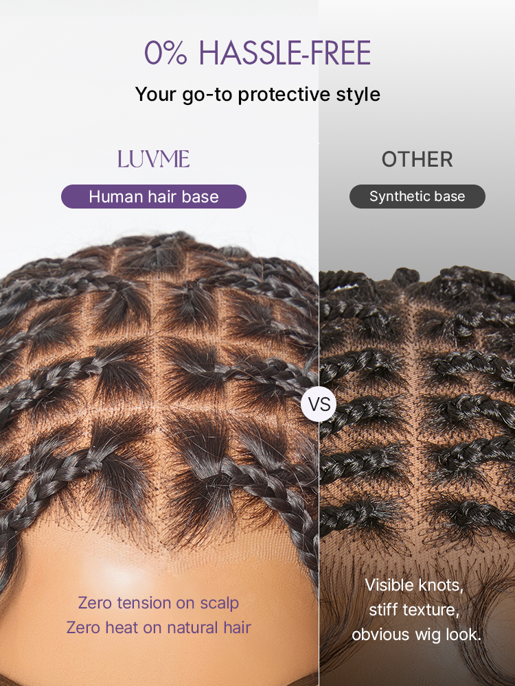 Luvme Hair OwnScalp™ HD full lace knotless boho curls braided bob wig with pre-cut lace and flexible drawstring cap