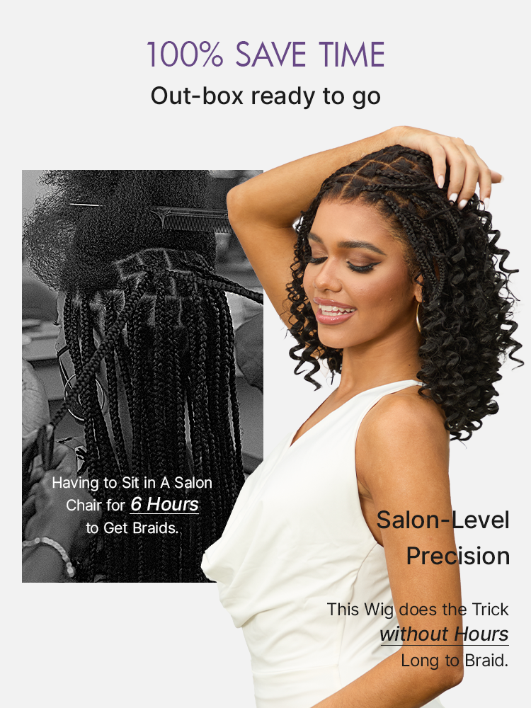 Luvme Hair OwnScalp HD full lace knotless boho curls braided bob wig with pre-cut lace and flexible drawstring cap