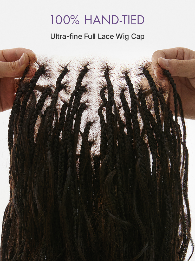 Luvme Hair OwnScalp HD full lace knotless boho curls braided bob wig with pre-cut lace and flexible drawstring cap.