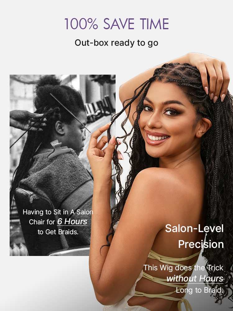 Luvme Hair OwnScalp™ lightweight Flexi-Fit Invisi Drawstring Cap with full lace, natural scalp, boho curls, braided long wig