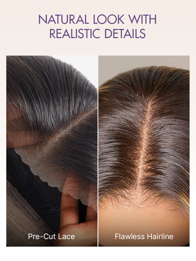 Honey Blonde Face-Framing Highlights Blow Out Layered Cut Glueless 5x5 Closure Lace Bob Wig Pre-cut Lace-12