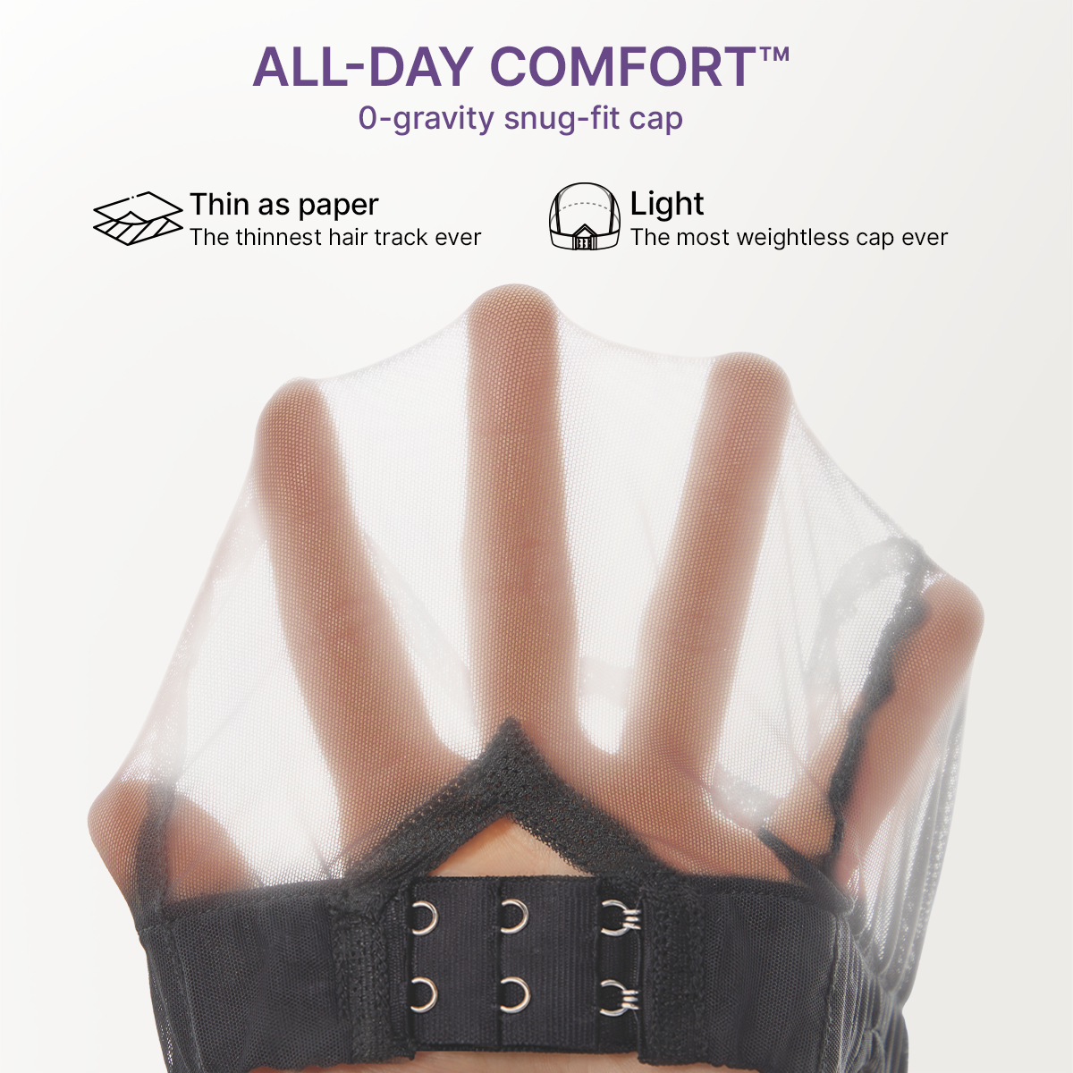 Luvme All-Day Comfort™ wig with layered light Yaki straight human hair, 180% density, 7x6 HD lace closure, glueless style