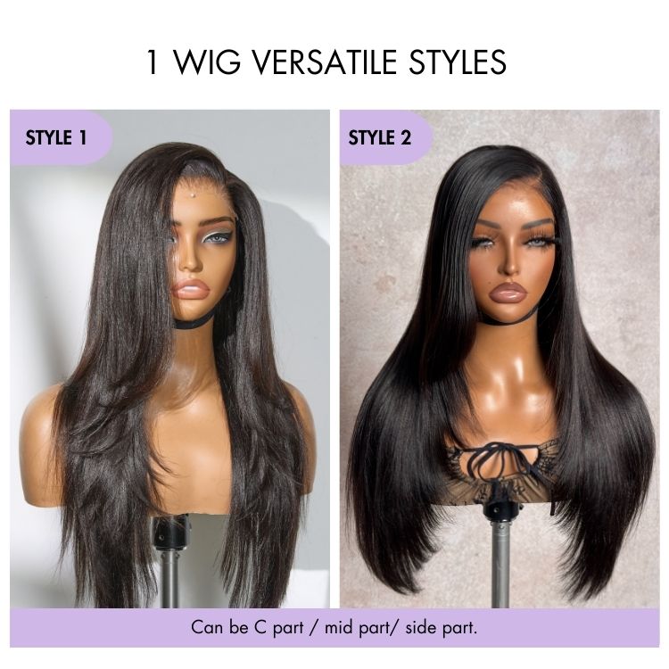 MyOwn-Fit™ PartingMax Glueless Wig 180% Density Loose Body Wave / Light Yaki Straight Ready to Go 7x6 Closure HD Lace Pre Cut & Plucked & Bleached-48