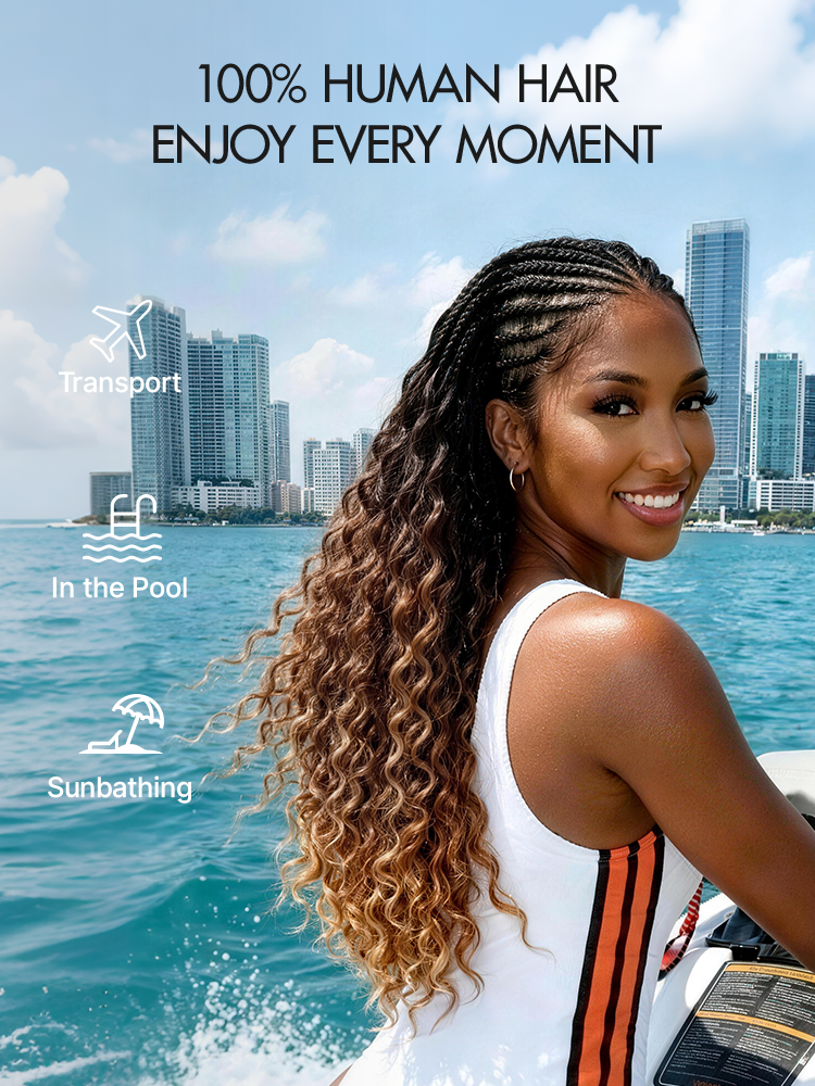 Readitress™ Pre-Separated Feather Crochet Human Hair for Miracle Knots Boho Braids | Ombre Brown Deep Wave Protective Style (Free Gifts Included)-15