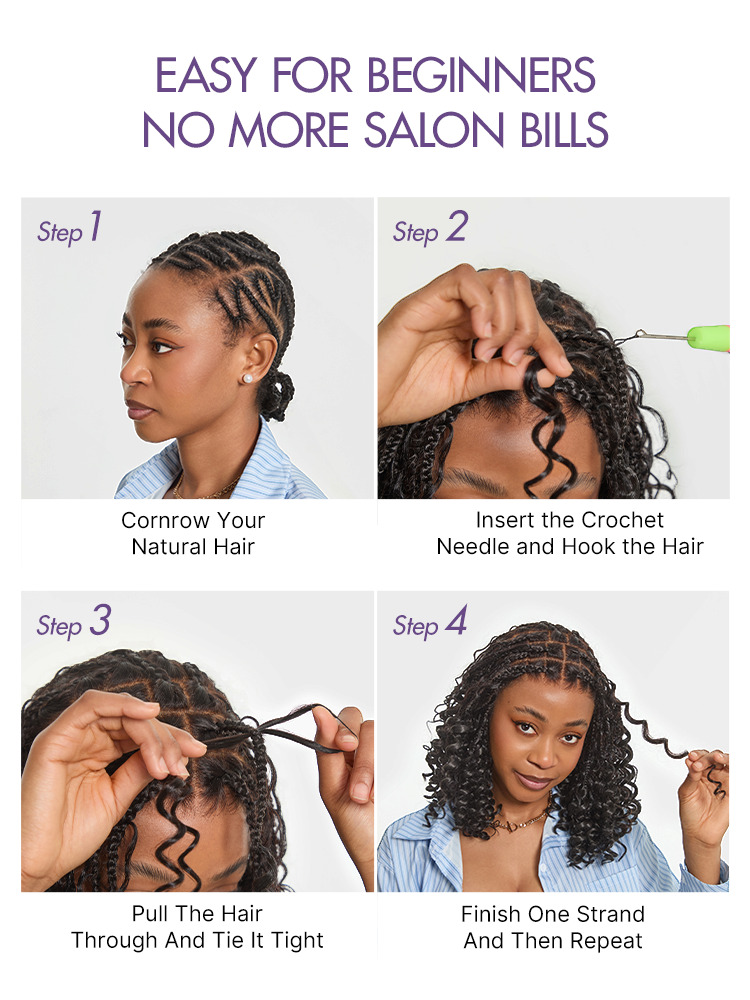 Readitress™ Pre-Separated Feather Crochet Human Hair for Miracle Knots Boho Braids | Ombre Brown Deep Wave Protective Style (Free Gifts Included)-17