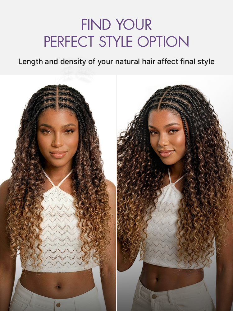 Readitress™ Pre-Separated Feather Crochet Human Hair for Miracle Knots Boho Braids | Ombre Brown Deep Wave Protective Style (Free Gifts Included)-23