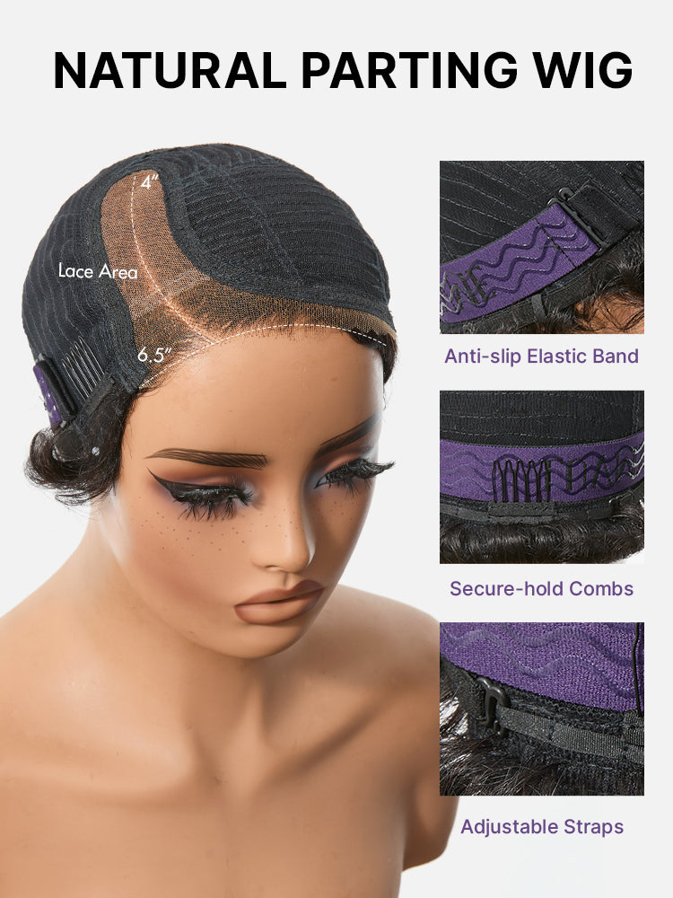 Luvme Hair natural black lightweight roll curl wig with short pixie cut, glueless HD lace, beginner-friendly, pre-cut lace hairstyle