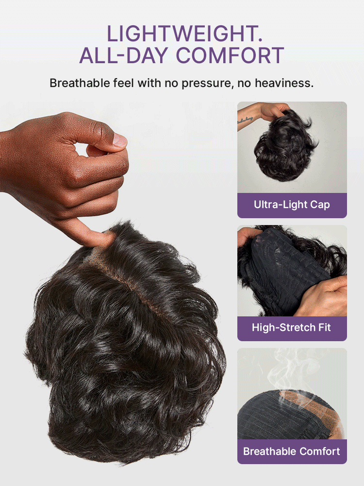 Beginner Friendly Natural Black Lightweight Roll Curl Glueless Minimalist HD Lace Short Pixie Cut Wig Pre Cut Lace-13