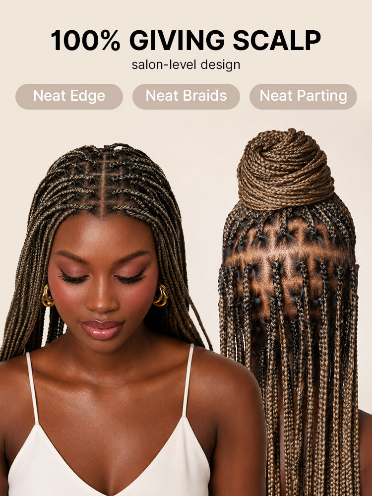 OwnScalp™ 613 Blonde Lightweight Salon-Like Braids with a Real Scalp Look Full HD Lace Knotless Box Braided Wig Drawstring Cap - US Only-46