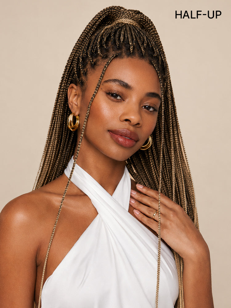 OwnScalp™ 613 Blonde Lightweight Salon-Like Braids with a Real Scalp Look Full HD Lace Knotless Box Braided Wig Drawstring Cap - US Only-54