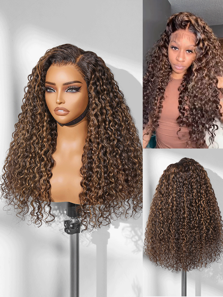 Luvme All-Day Comfort™ Wig PartingMax Brown Highlights Funmi Curly 7x6 Closure HD Lace Glueless Wig Pre Cut Lace-82