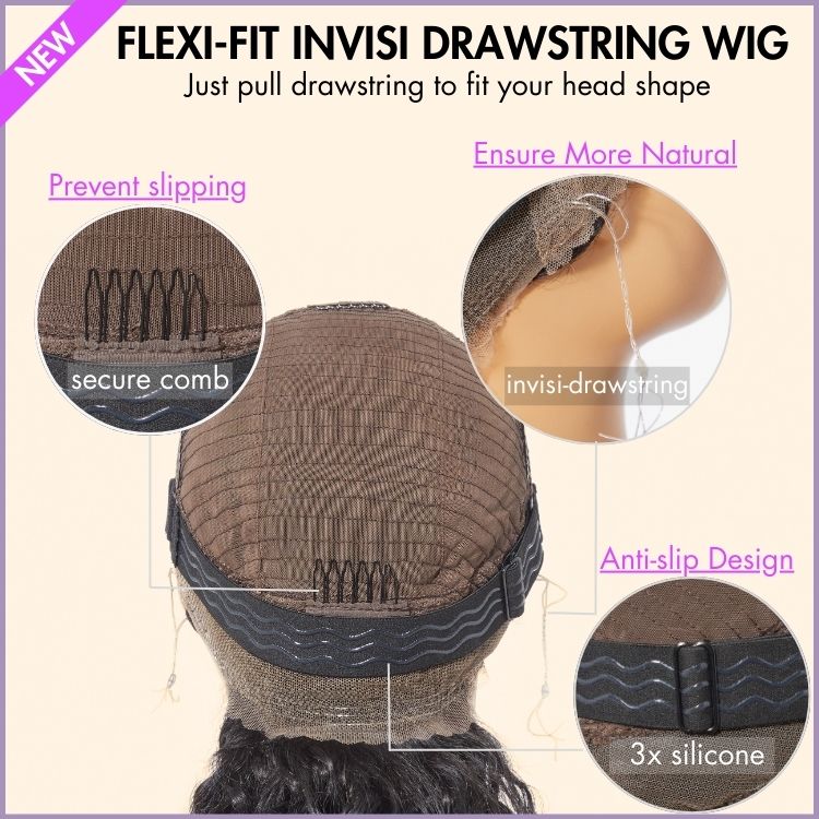 Water Wave 360 Lace Flexi-Fit Invisi Drawstring Cap Long Wig 100% Human Hair Pre-bleached & Pre-plucked & Pre-Cut Lace-15
