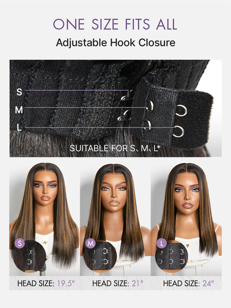 Luvme All-Day Comfort Brown with Honey Blonde Highlights Yaki Straight 7x6 Closure HD Lace Glueless Wig Pre-Cut Lace-06