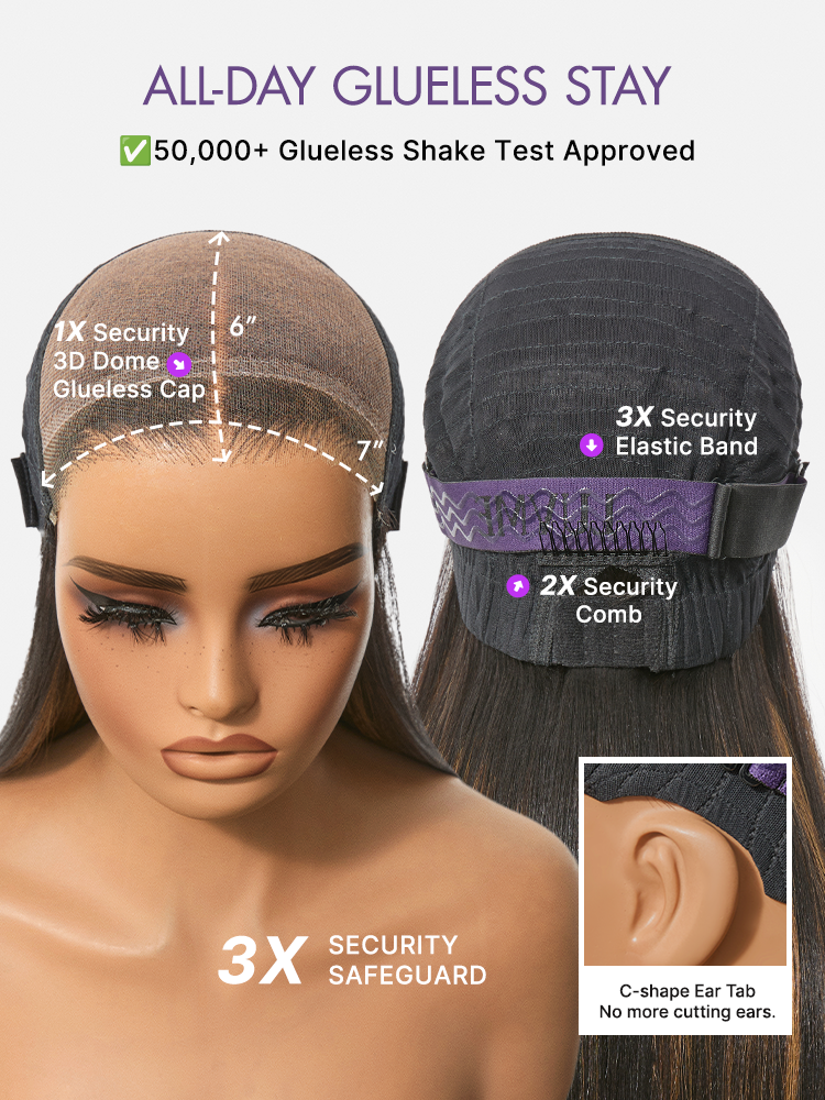 Luvme All-Day Comfort Brown with Honey Blonde Highlights Yaki Straight 7x6 Closure HD Lace Glueless Wig Pre-Cut Lace-08