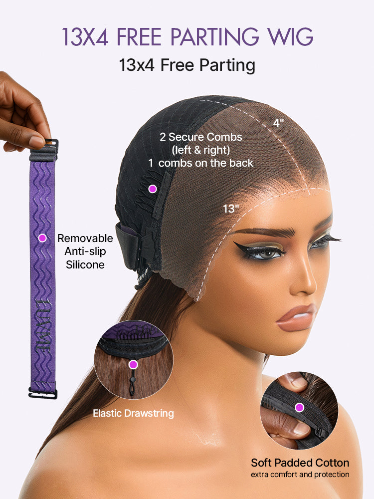 Rich Chocolate Brown Silky Straight 180% Density Glueless 13x4 Lace Frontal Wig Pre-Cut Lace-41