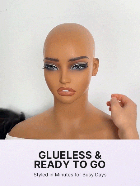 Luvme Hair 5x5 HD lace wig with natural black kinky straight texture and loose wave, pre-cut lace for easy styling.