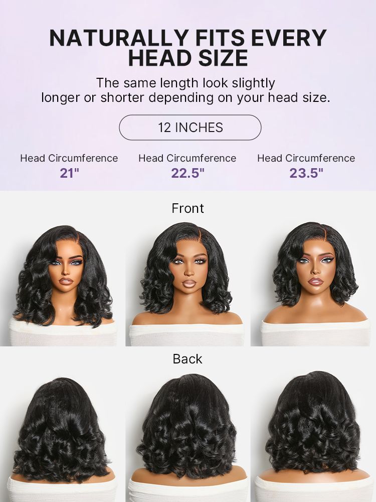 Luvme Hair 180% density natural black kinky straight 5x5 HD lace wig with loose wave texture and pre-cut lace.