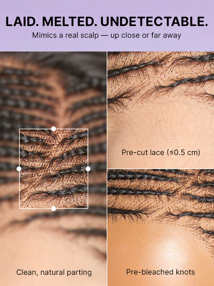 Luvme Hair side-parted Fulani braids straight 13x4 frontal lace bob wig with pre-cut lace, natural hairstyle and realistic lace front