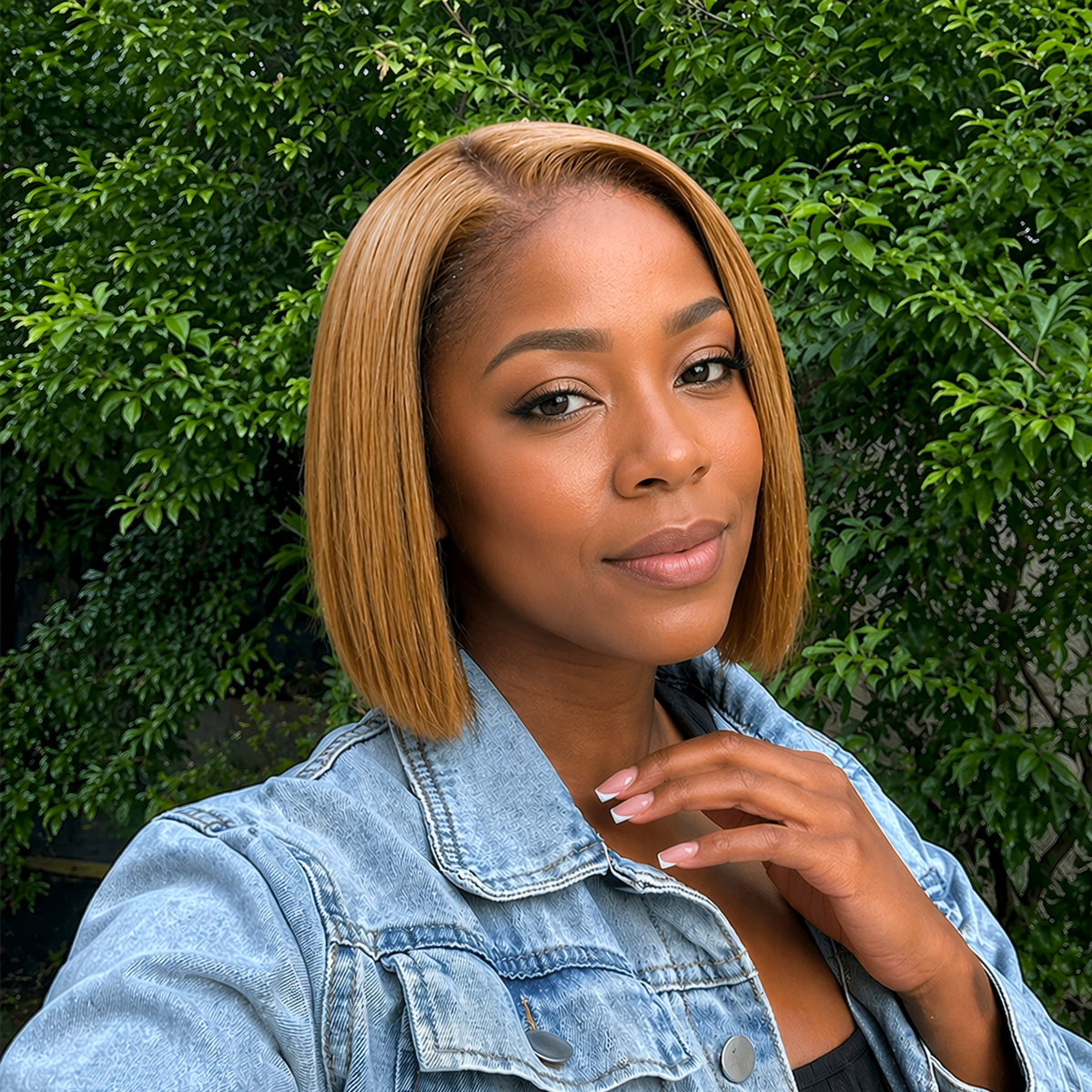 Luvme Hair PreMax Wigs natural golden brown silky blunt cut bob wig with 13x4 lace front, glueless, human hair, pre-cut lace, short style
