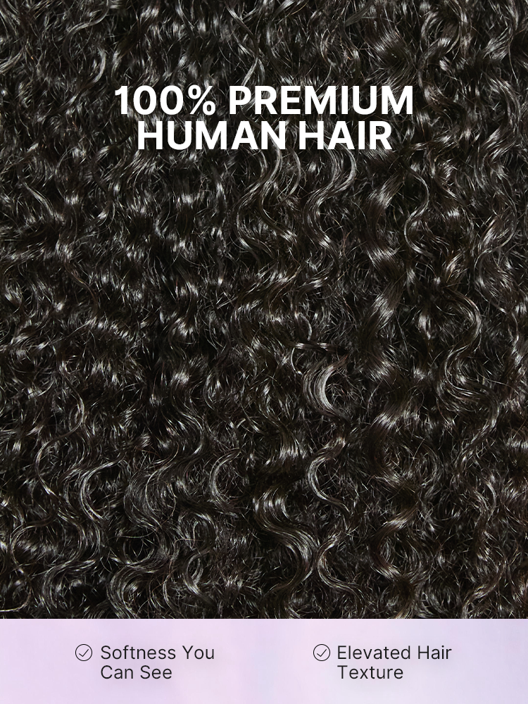 Luvme Hair kinky curly 200% density glueless 5x5 lace closure wig with bangs, pre-cut, suitable for all head sizes.