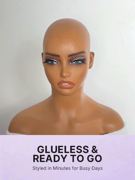 Luvme Hair kinky curly 200% density glueless lace wig with bangs, pre-cut 5x5 closure for all head sizes, natural look