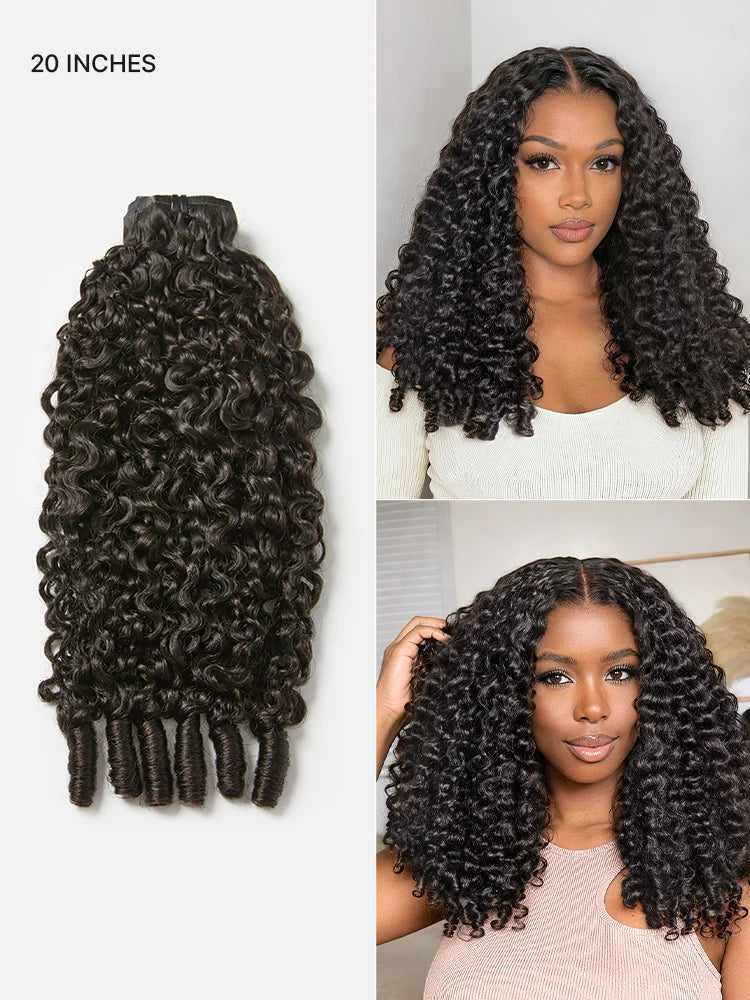 Luvme clip-in hair extensions in straight, body wave, kinky curly, yaki straight, and kinky straight styles, real human hair, 135g.