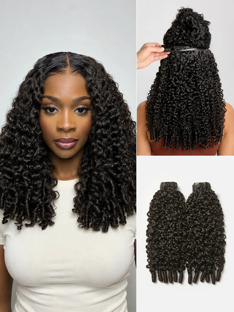 Luvme clip-in hair extensions in straight, body wave, kinky curly, yaki straight, or kinky straight styles, real human hair, 7pcs set.