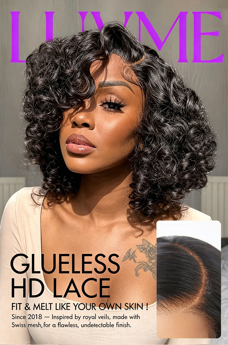 Luvme Hair Mature Bouncy Curl Left C Part Glueless Minimalist HD Lace Wig Pre-Cut Lace-45