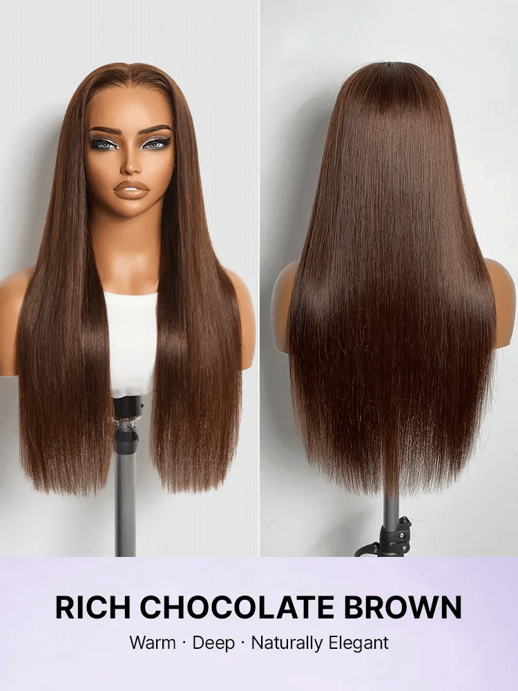 【Monday7101】NAVANA WIG ブラウン ロングストレート Rich Chocolate Brown Silky Straight 180% Density Glueless 13x4 Lace Fr