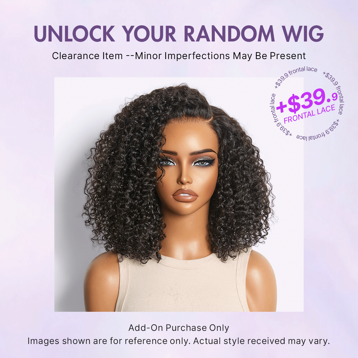 Luvme Hair curly wig add-on, 12-20 inches, frontal lace wig with natural curly texture, no code needed for styling
