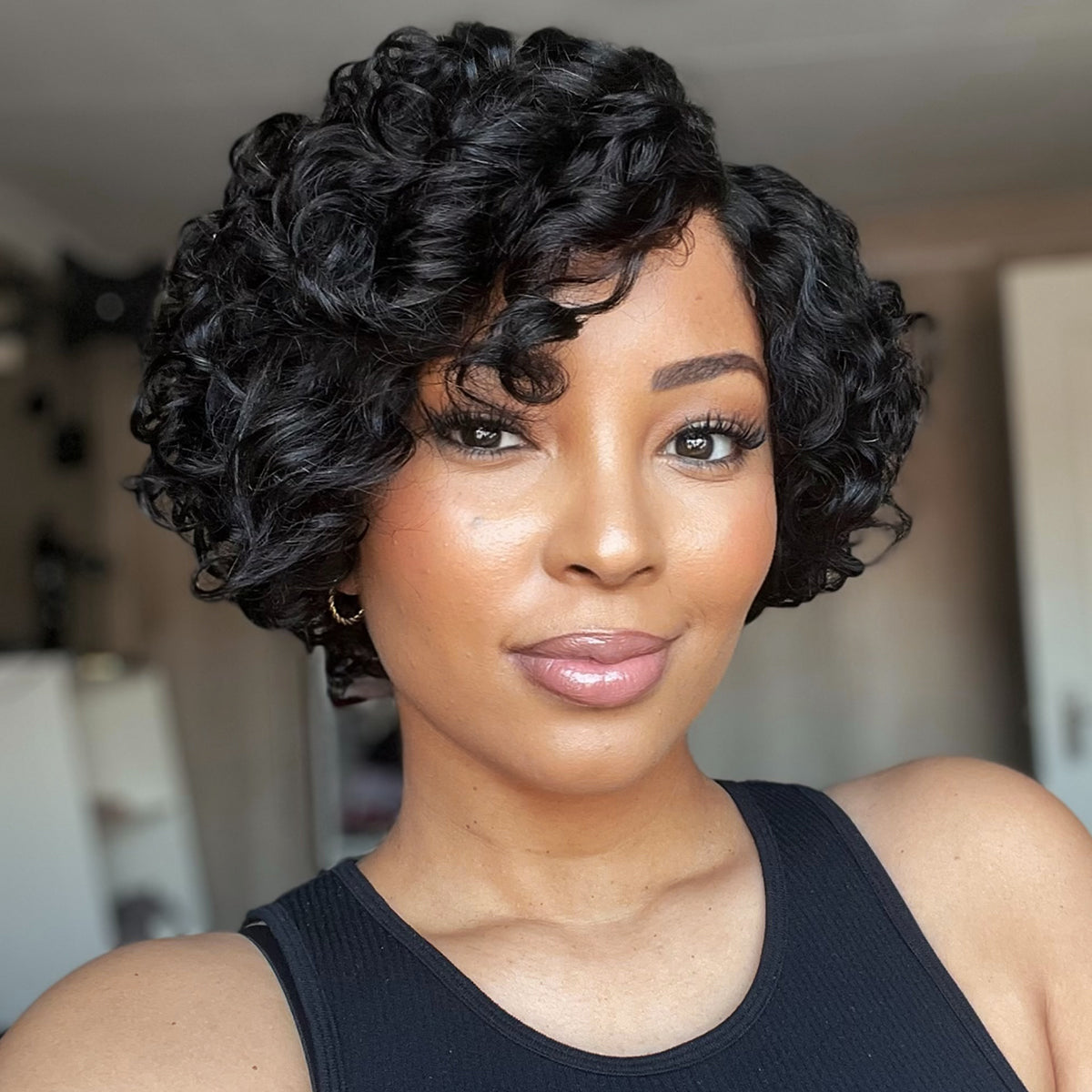 Luvme Hair lightweight natural black short pixie cut wig with HD lace, beginner-friendly, glueless, pre-cut lace for easy styling