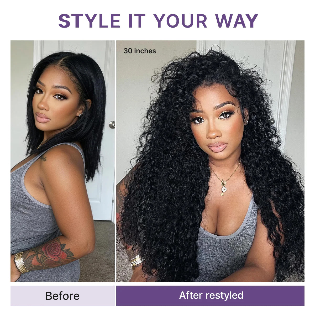Luvme Hair PreMax water wave curly lace front wig with pre-cut lace, 13x4 frontal, glueless flexi-fit drawstring, fluffy texture