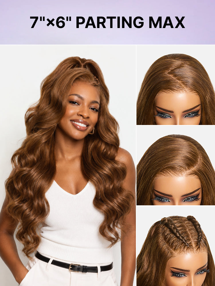 All Day Curl Hold Honey Chestnut Brown 180% Density Loose Wave 7x6 Closure HD Lace Glueless Wig Pre-Cut Lace-09