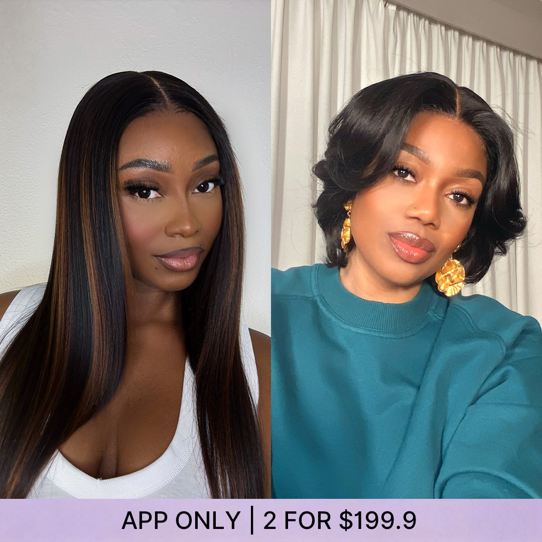 Luvme 20-inch brown highlight silky straight glueless lace wig with 13x4 frontal and short pixie cut, minimalist HD lace style