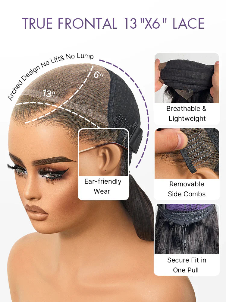 NatureMAX™ 200% Density Loose Wave Glueless 13x6 HD Lace Front Wig Human Hair Pre-Cut Lace Flexi-Fit Drawstring Cap-118
