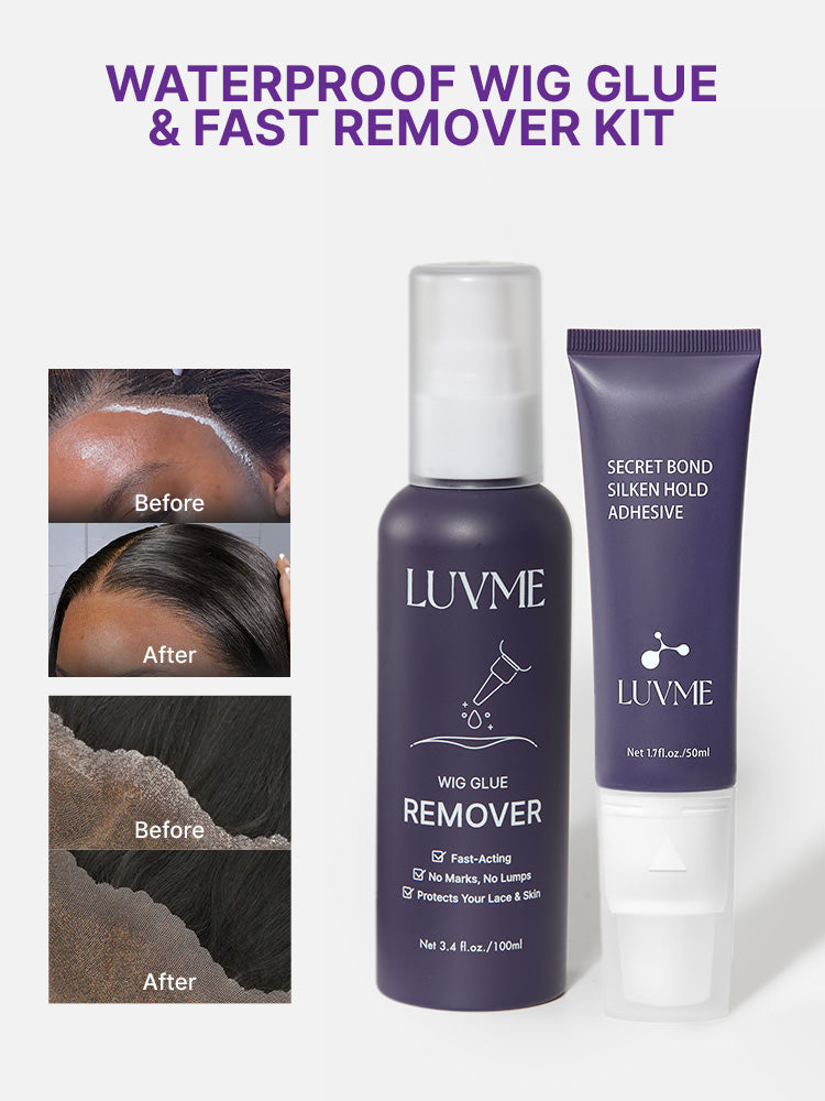 Luvme Hair waterproof wig glue and remover kit for secure wig adhesion and easy removal, shown in the image.